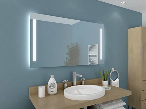 M36 M318L2V Badspiegel mit Beleuchtung: Design Spiegel für Badezimmer, beleuchtet mit LED-Licht, modern, 90 verschiedene Größen