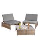 Melko® Gartenset, Poly Rattan, Lounge Sitz-Garnitur mit Glastisch, inklusive Kissen, mehrteilig verschiedene Farben (Graun)