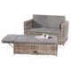 Melko® Gartenset, Poly Rattan, Lounge Sofa-Garnitur mit klappbarer Fußbank, Schwarz, inklusive Kissen, mehrteilig (Grau)
