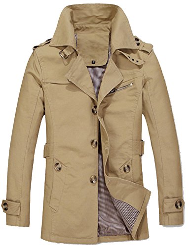 Menschwear Herren Jungen Übergangsjacke Langarm Trenchcoat Mantel Kurzmantel Einreihig Jacke