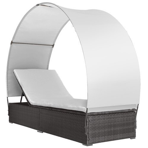 Miadomodo PolyRattan Lounge Sonnenliege mit Dach Rückenlehnen 4-fach höhenverstellbar für 1 oder 2 Personen – Farbwahl