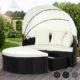 Miadomodo Polyrattan Sonneninsel Sonnenliege Lounge Gartenmöbel mit aufklappbarem Dach und Tisch (75/45/27 cm) mit Farbwahl