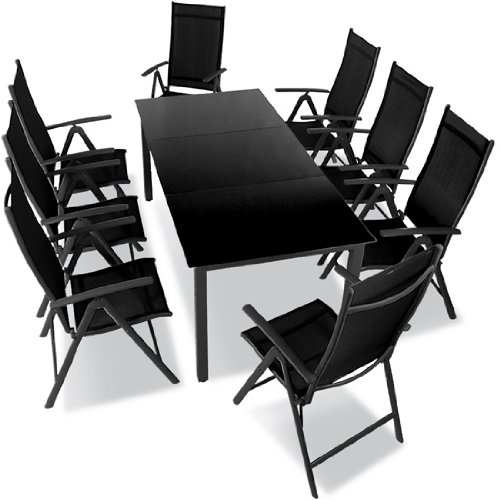 Miadomodo® stzg21 9pc Alu Tisch und Stuhl-Set hellgrau oder dunkelgrau