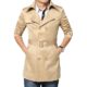 Mirecoo Slim fit Herren Zweireiher Trenchcoat Jacke mit Gürtel