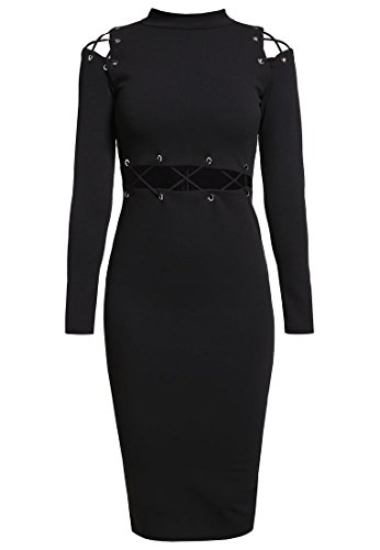 Missguided Damen Kleid Abendkleid Cocktailkleid Jerseykleid Schwarz Gr.38