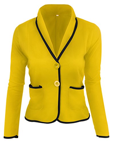 Mode Langarm Knopfleiste Vorne Blockfarben Kontrastfarbe Contrast Piping Trim Baumwolle Blazer Coat Mantel Mäntel Jacket Jacke Blouson Oberteil Top