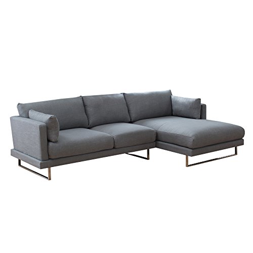 Modernes Ecksofa MANHATTAN 270cm oliv-grau Leinenbezug Eckcouch Couch Sofa