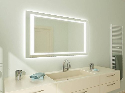 NJ2 M402L4 Badspiegel mit Beleuchtung: Design Spiegel für Badezimmer, beleuchtet mit LED-Licht, modern, 140 verschiedene Größen