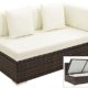 OUTFLEXX 2-Sitzer Ecksofa aus hochwertigem Polyrattan in braun marmoriert mit Kissenboxfunktion für 2 Personen, inkl. Kissen, Armlehne links, wetterfest, perfekt für den Outdoorbereich geeignet