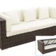 OUTFLEXX 3-Sitzer Sofa aus robustem Polyrattan in braun marmoriert mit Kissenboxfunktion inkl. Kissen-Polster, 210 x 85 x 70 cm, Lounge Sofa Gartencouch für 3 Personen, wetterfest, Gartenlounge