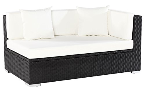 Outflexx 2-Sitzer Ecksofa, Armlehne links, Kissenbox funktion, Polyrattan, Schwarz, 145 x 85 x 70 cm