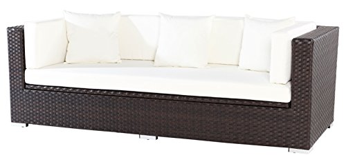 Outflexx 3-Sitzer Sofa, inklusive Polster und Kissenbox funktion, Polyrattan, Braun, 210 x 85 x 70 cm