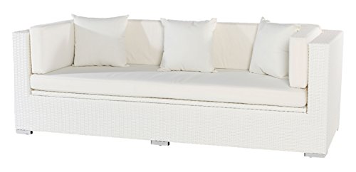 Outflexx 3-Sitzer Sofa, inklusive Polster und Kissenbox funktion, Polyrattan, Weiß, 1085 x 68 x 20 cm