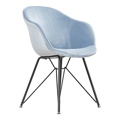 P & N Homewares® Valentina Samt Stuhl in hellblau | für Wohnzimmer, Schlafzimmer,, Büros, Esszimmer, etc. | Stoff gepolstert Kunststoff Sessel mit Metall Beine