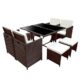 POLY RATTAN Essgruppe Rattan Set mit Glastisch Garnitur Gartenmöbel Sitzgruppe Lounge