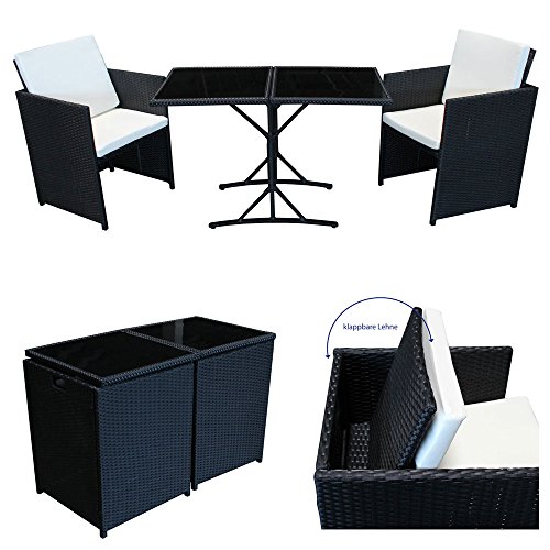 POLY RATTAN Sitzgruppe Essgruppe Set - Cube Sofa-Garnitur Gartenmöbel Lounge Farbwahl