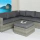 POLY RATTAN Sitzgruppe Sofa Lounge Set grau Gartenmöbel Terrassen Garten Gruppe