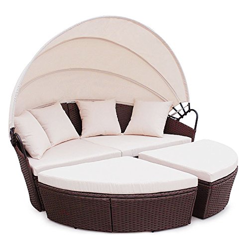 POLY RATTAN Sunbed Lounge Gartenset Sofa Garnitur Polyrattan Gartenmöbel