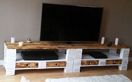 Palettenmöbel ~ Sideboard ~ Massivholzpaletten ~ geflammt / weiß lasiert ~ Möbel- oder Europaletten