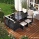 Parent Polyrattan Gartenmöbelset Camouflage 9tlg Schwarz Poly Rattan Sitzgarnitur Gartenmöbel Garten-Garnitur Gartenset Sitzgruppe Lounge Essgruppe Tisch Sessel Stühle