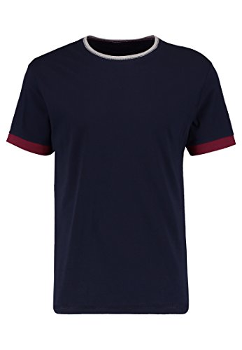 Pier One T Shirt für Herren mit Bündchen & Rundhals Ausschnitt in Kontrast Farbe - Jersey Tshirt Aus Baumwolle - Basic T-Shirt für Männer, Regular Fit