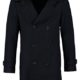 Pier One Wollmantel Herren in Schwarz, Grau o. Blau - Wollmantel kurz & elegant im Caban Stil - Zweireiher Mantel für Männer aus Wolle für den Winter