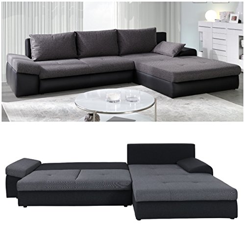 Polsterecke Sofa BONO mit Schlaffunktion Wohnlandschaft Schlafsofa Schlafcouch Kunstleder Webstoff Bettfunktion