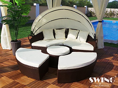 Polyrattan Sonneninsel Rattan Lounge Liege Insel Sonnenliege Gartenliege