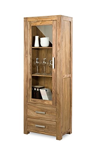 Quadrato - Vitrine INDO, Holz Sheesham natur, Maße: B 65 x H 185 x T 40 cm