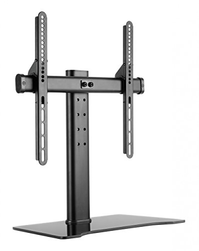 RICOO LCD TV Ständer Fernsehtisch Standfuss Glas Standfuß Halterung FS305 Fernsehstand LED Fernseher Stand Aufsatz Möbel Rack Universal | inkl. Kabelführung | bis max. 47 Zoll Fernseher