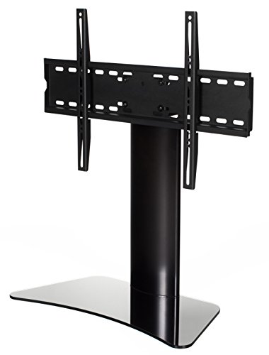 RICOO TV Standfuß Universal Schwenkbar FS213B Curved LCD LED Fernsehständer mit Kabelkanal Fernsehhalterung Stand Ständer Halterung Rack 30"/76cm - 55"/140cm Zoll VESA 600x400 / Glas Schwarz