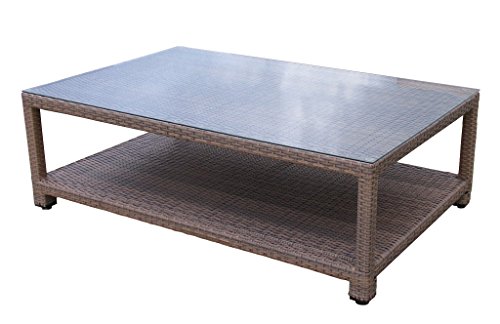 Rattan Lounge Tisch 120x80cm Couchtisch Beistelltisch Braun