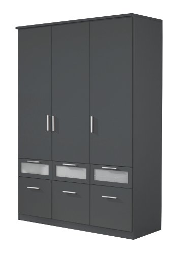 Rauch Kleiderschrank 3-türig mit Schubladen Grau Metallic Nachbildung, BxHxT 136x199x56 cm