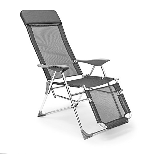 Relaxdays Liegestuhl klappbar 111 x 60 x 75 cm HxBxT, Klappstuhl mit Armlehnen, Relaxliege 3 Positionen verstellbar