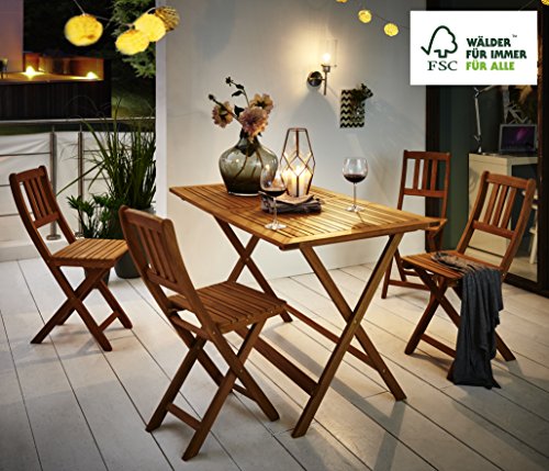 SAM 5-tlg. Gartengruppe Costas, Tischgruppe aus Akazienholz, 1 Tisch + 4 Stühle, FSC zertifiziert