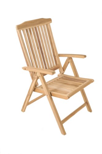 SAM® Garten-Hochlehner, Klappstuhl ist 5-fach verstellbar, Terrassen-Stuhl aus Holz, Teakholz-Möbel mit geschliffener Oberfläche, Massivholz-Möbel für Garten oder Terrasse [53263256]