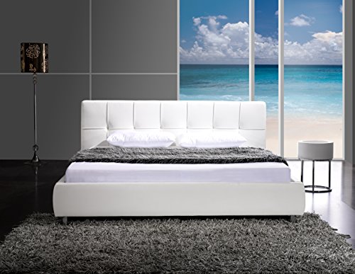 SAM® Polsterbett Zarah 160 x 200 cm weiß, Bett mit chrom-farbenen Füßen, modernes Design, Kopfteil abgesteppt, als Wasserbett verwendbar