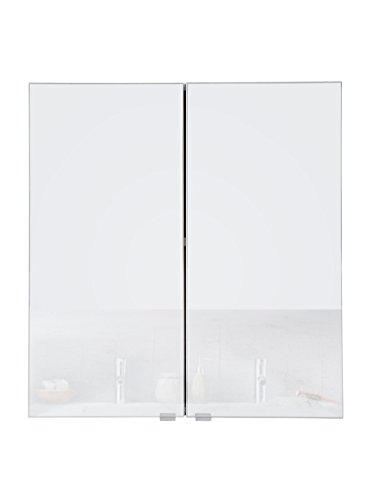 SAM Spiegelschrank Milan, Hochglanz weiß, 2 Türen, pflegeleichtes Badmöbel, Badspiegel-Schrank 64 x 60 x 21 cm
