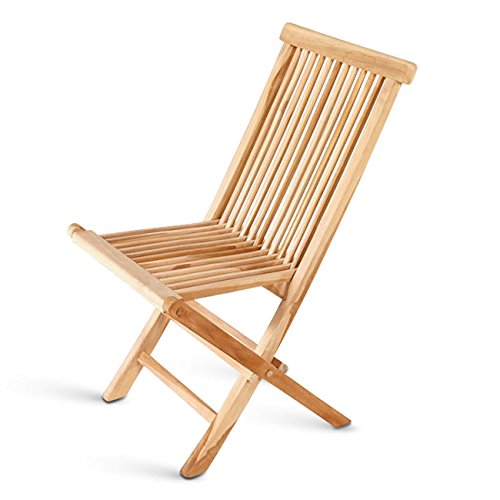 SAM® Teak-Holz Klappstuhl, Garten-Stuhl, zusammenklappbarer Hochlehner aus Massivholz, leicht zu verstauen, ideal für Balkon, Terrasse oder Garten