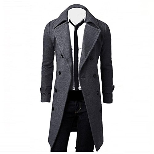 Sannysis Herren Herbst Lang Winter Wollmantel Trenchcoat Winterjacke College jacke