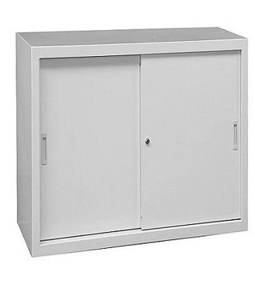 Schiebetürenschrank Schiebetüren Büro Aktenschrank Sideboard aus Stahl grau 750 x 800 x 450 mm (H x B x T) 550080