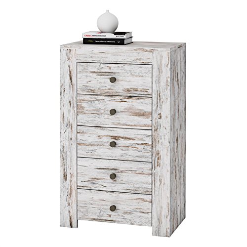 Schubladenkommode Highboard Sideboard LIVIO, Shabby Chic Vintage Look, 95 cm hoch, Anrichte