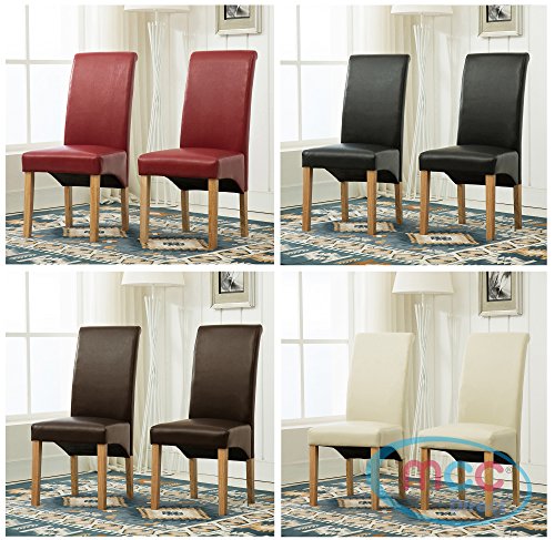Set von 2 Kunstleder Esszimmerstühle Rolle Top Scroll Hohe Rückenlehne für Home & gewerblichen Restaurants [braun * schwarz * rot * Creme *] (D)