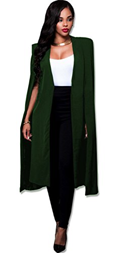 Sexy Cloak Poncho Umhang Cape Stil Schlitz Open Vorne Langarm Lang Knopflos Blazer Jacke Blouson Duster Trench Coat Mantel Mäntel Oberteil Top