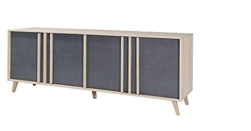 Sideboard, Kommode - Farbe: Sonoma Eiche / Grau, Breite: 220 cm