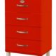 Sideboard Tenzo Malibu 60 cm mit 4 Schubladen MDF Farbe wählbar Matt, Farbe:Rot