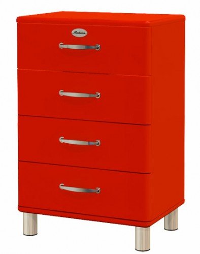 Sideboard Tenzo Malibu 60 cm mit 4 Schubladen MDF Farbe wählbar Matt, Farbe:Rot