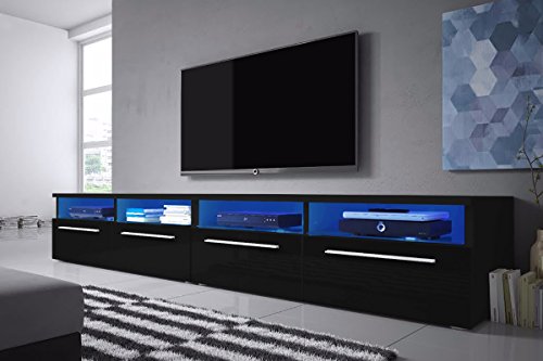 Siena Double - TV Lowboard / TV Schrank (200 cm, LED-Beleuchtung in Blau)