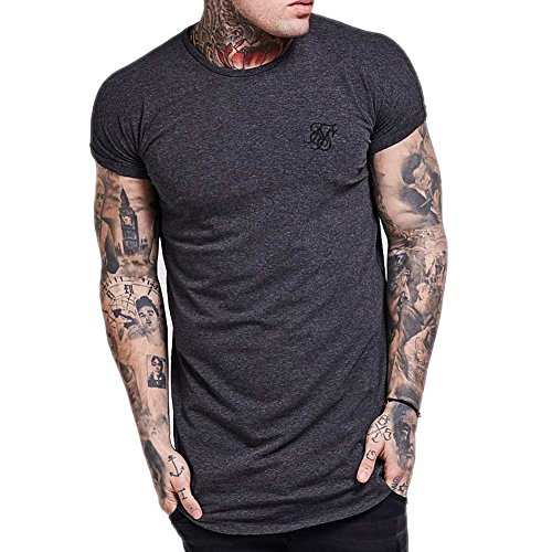 SikSilk T-Shirt – Curved Hemd Rolled Sleeve Schwarz Größe: S (Small)