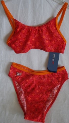 Speedo Mädchen Tankini Bikini Jaipur Flower Giselle 2-piece rot-orange Gr. 176